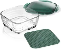 Genius Nicer Dicer Chef Glasschüssel inkl. Deckel & Silikonmatte backofengeeignet mit Deckel in smaragdgrün; A27054