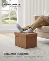 SONGMICS Sitzhocker mit Stauraum, kleine klappbare Sitzbank, 31 x 41 cm Fußbank, Aufbewahrungsbox, bis 130 kg belastbar