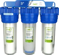 TWaLa 3-Stufen Wasserfiltergehäuse Hauswasserwerk mit Messing 3/4″ Anschluss inkl. Filterpatronen