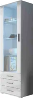Standvitrine Vitrinenschrank SOHO SH1A weiß hochglanz Glasvitrine mit 3 Schubladen 60 x192 x 41cm