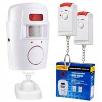 Kabelloser Bewegungserkennungsalarm für Haussicherheit Batteriebetrieben Alarmanlage mit 2 x Fernbedienung 105Db (Weiß)