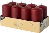 8 sloupkových svíček Ø 50 mm - 100 mm bordeaux