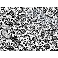 Klebefolie nach Maß von DecoMeister – Selbstklebende Möbelfolie – Küchenfolie in Holzoptik – Steinoptik – Uni Farbe – Designfolie – 90x25 cm Ornament Schwarzweiß