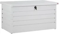 GARDEBRUK® Auflagenbox 385L Volumen Metall Abschließbar Gasdruckfeder 120x62cm Wetterfest Garten Balkon Keller Gartenbox Gartentruhe Hellgrau