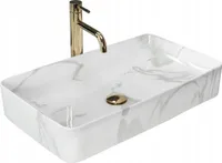 Badezimmer Waschbecken Arbeitsplatte Waschschüssel Rechteck Marmor Weiß Keramik