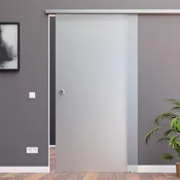 Glas Schiebetür Glasschiebetür matt / blickdicht mit SoftStop 1025 x 2050 mm (SlimLine Komplett Set) von AMOD, inkl. Griffmuschel BS-1025D-AS