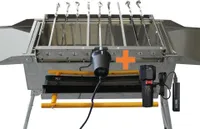 walexo 230V / 5V USB Spießdreher Edelstahl, incl. 9 Spieße Schaschlik Dreher Spießantrieb Spießaufsatz für Mangal
