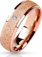viva-adorno Gr. 60 (19,1 mm Ø) Damen Edelstahl Ring roségold mit diamantierter Oberfläche und Zirkonia RS57