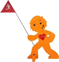 StreetBuddy - Warnfigur, Warnaufsteller, Warnschild für Kindersicherheit (Orange)