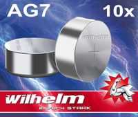 10 x Wilhelm AG7 LR57 - L927 - 195 - 395 - GP95A Qualitätsbatterien 1,5 V Alkaline