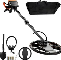 Wykrywacz metali SucceBuy, 10" wodoodporna cewka wyszukiwania, wyświetlacz LCD, 7 trybów, regulowany aluminiowy uchwyt 41"-52", precyzyjny wykrywacz złota, głębokość wykrywania 10", czarny
