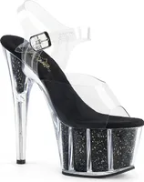 ADORE-708G Damen Sandale von Pleaser, Transparent Schwarz , EU 42, US 12