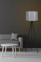 Opviq, 113- 113PRL, Schwarz,Grau, Stehlampen, MDF -Körper
