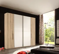 Relief Kleiderschrank 205 cm Eiche Sonoma / Weiß, Schließdämpfung:ohne Schließdämpfung