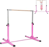 KOMFOTTEU dětská gymnastická tyč, gymnastická tyč 12-stupňová výškově nastavitelná, horizontální tyč gymnastická tyč z oceli a dřeva, max. nosnost 100 kg