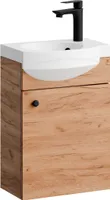 Planetmöbel Waschtischunterschrank Gold Eiche 40 cm mit Armatur Schwarz