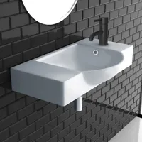 Alpenberger Waschbecken Bad Waschtisch 55 cm Breit Eckig Oval | Handwaschbecken Kleines Waschbecken Gäste WC & Badezimmer | Hängewaschbecken für Waschplätze | Gästewaschbecken Schmal Mini Waschbecken