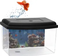 GarPet Mini Aquarium Terrarium Faunarium Zucht Becken klein Fisch Triops Garnelen Acryl Kunststoff Plastik mit Deckel Rückwandfolie