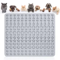 1 Stück Hundekeks-Backmatte, 130 Fächer Silikon-Hundekeks-Backform, 5 Formen in 1, BPA-frei, Backmatte-Backform für DIY-Hundekekse Grau