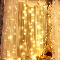 3x3m 300 LED Lichtervorhang Warmweiß Lichterkette Innen Außen Garten Party Weihnachten Deko