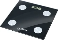 alpina Personenwaage Körperfettwaage - Waage mit Körperfett und Muskelmasse - Bluetooth - Schwarz