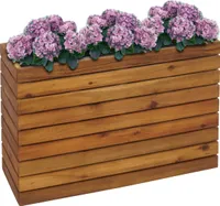 Kvetináč HWC-L21, kvetináč s vyvýšeným záhonom, štvorcový 41x63x23cm vonkajšie akáciové drevo s certifikátom , hnedý