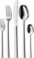 WMF Sonic Besteckset 6 Personen, 30 teilig, eingesetzte Messerklinge, Cromargan protect Edelstahl poliert, glänzend, kratzbeständig, spülmaschinengeeignet