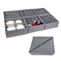 Intirilife úložné boxy organizér systém 6-dielny do zásuviek z netkanej textílie v sivej farbe - Dva 4-komorové boxy 33x26x11 / štyri 16-komorové boxy 28,5x26x11 cm - Skladací organizér na spodnú bielizeň ponožky