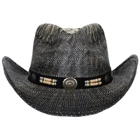 Fox Outdoor slamený klobúk "Texas", s klobúkovou páskou, čierno-hnedý