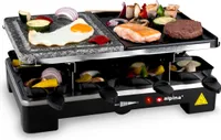 alpina Elektrogrill WJK202A - 1200W, Raclette 8 Personen - 8 Pfannen, 8 Spachteln - Antihaft
