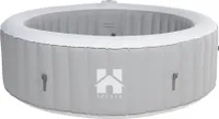 HOME DELUXE - Outdoor Whirlpool - SPLASH + Kissen, Getränkehalter und Sonnendach - Farbe: Grau - ⌀ 208 cm, 130 Luftdüsen - inkl. Abdeckung, Reparaturset, Filterset I Außen Spa für 6 Personen