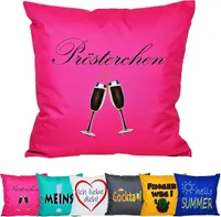 JACK 50x50cm Motiv Outdoor Lounge Kissen Dekokissen inkl. XXL-Füllung Wasserabweisend Sitzkissen Garten Stuhl Lotus Effekt lustig, Farbe:Prösterchen