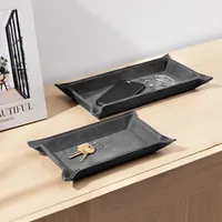 Navaris Lederschale Tablett aus Kunstleder - 2x Schale Ablage Leder - Ablageschale für Schmuck Schlüssel Münzen Handy - Schlüsselablage Organizer