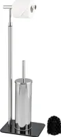 bremermann Stand-WC-Garnitur 2in1, WC-Bürste, Rollenhalter, Edelstahl Glassockel