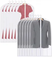 Kleidersäcke, Mottenfeste Kleidersäcke 12er Packung, 100 x 60CM Kleidersack zum Aufhängen, atmungsaktiv, Kleiderschutzhüllen, Transparent