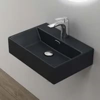 Mai & Mai Waschbecken keramik Aufsatzwaschbecken Hängewaschbecken Waschtisch mit Nano-Bechichtung BTH: 50x36x13cm Schwarz Matt