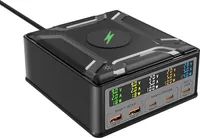 260W 5-Port USB PD Digitalanzeige 140W PD3.1 PPS Schnellladegerät 2USB-A+3USB-C mit 15W Wireless Charger Desktop-Ladestation