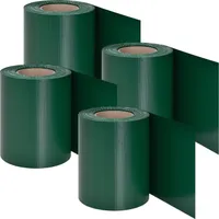 Juskys PVC zástena na plot z dvojitého pletiva sada 4 - 4 role á 35m x 19cm - 120 upevňovacích klipov - plotová fólia zástena na plot - zelená