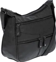 Christian Wippermann Damen Tasche Schultertasche Umhängetasche Crossover Bag Leder Optik Handtasche Schwarz