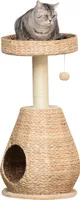 PawHut Katzenbaum Kratzbaum Kätzchen Möbel mit Katzenhöhle Ballspielzeug Sisal weiche Plüsch Höhe 82,5 cm Gelb
