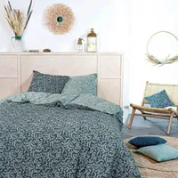 Bettwäsche-Set aus Baumwolle beidseitig, 220 x 240 cm, Pflanzenmotiv