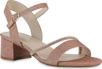 VAN HILL Damen Riemchensandaletten Sandaletten Glitzer Strass Party Schuhe 841568, Farbe: Rose Gold, Größe: 37