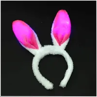 LED Plüsch-Haarreif "BUNNY" mit Hasenohren in 3 Farben, blinkend leuchtend Party (pink)
