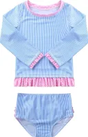 Kinder Mädchen Badeanzug Gr. 80-86 Cm Gestreift Bademode Langarmig Tankini Sets Sonnenschutz