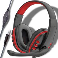 Gaming Headset für PS4 PS5 PC Xbox Computer und Laptop Gamer Headphones Kabelgebundenes mit Mikrofon Kopfhörer Over-Ear Stecker 3.5 mm Rot Retoo