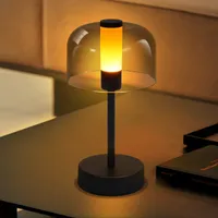 ZMH Nachttischlampe Akku LED Dimmbare Tischlampe Kabellos Tischleuchte USB-C Aufladbar 1800K-6500K Schwarz Touch Lampe mit Speicherfunktion für Schlafzimmer