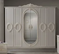 Barock Kleiderschrank Nora 6 Trg. in Weiß / Beige