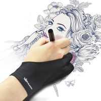 HUION Künstler-Zeichenhandschuh Zeichenhandschuh für Grafik-Zeichentablett Uni- Größe mit Zwei Fingern für die rechte oder Linke Hand - Packung zu je 1 Stck.