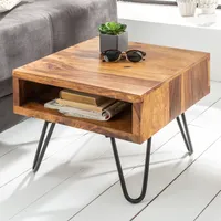 riess-ambiente Handgearbeiteter Beistelltisch SCORPION 45cm Sheesham Massivholz Hairpin Legs mit Stauraum Couchtisch Tisch