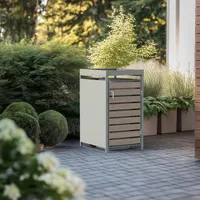 PPbin | Box na odpadky, skříň na odpadky - 1 x 240 litrů - 68x80x124cm - Box na odpadky, odpadkový koš, šedý, NatureBOX